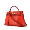 Hermes Kelly 32 cm handbag in red ostrich leather - 00pp thumbnail