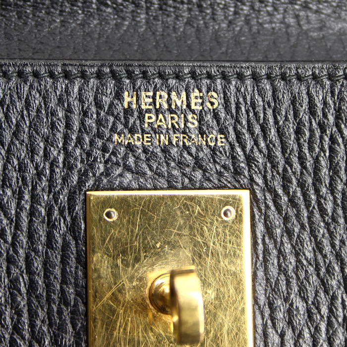 Bolso de mano Hermes Kelly 35 cm en cuero Ardenne negro - Detail D3