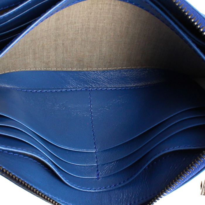 Pochette in pelle blu - Detail D3