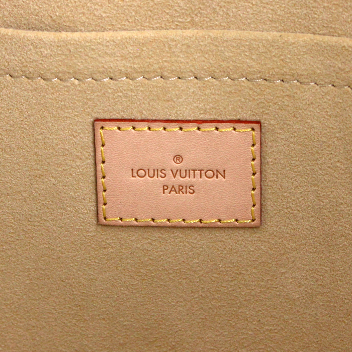 Louis Vuitton shopping bag in azur damier canvas and natural leather - Detail D3