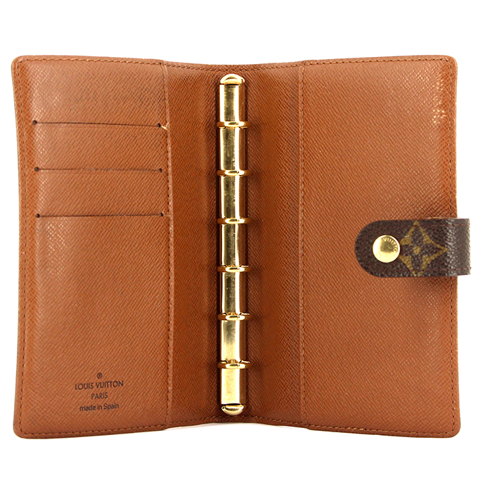 Porta agenda Louis Vuitton en lona Monogram y cuero natural - Detail D1