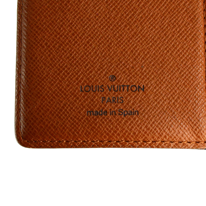 Porte agenda Louis Vuitton en toile monogram et cuir naturel - Detail D2