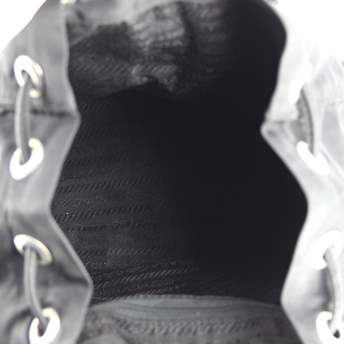 Sac à dos Prada en toile et cuir noir - Detail D2