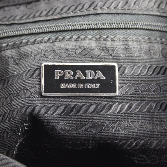 Prada backpack in canvas and black leather - Detail D3