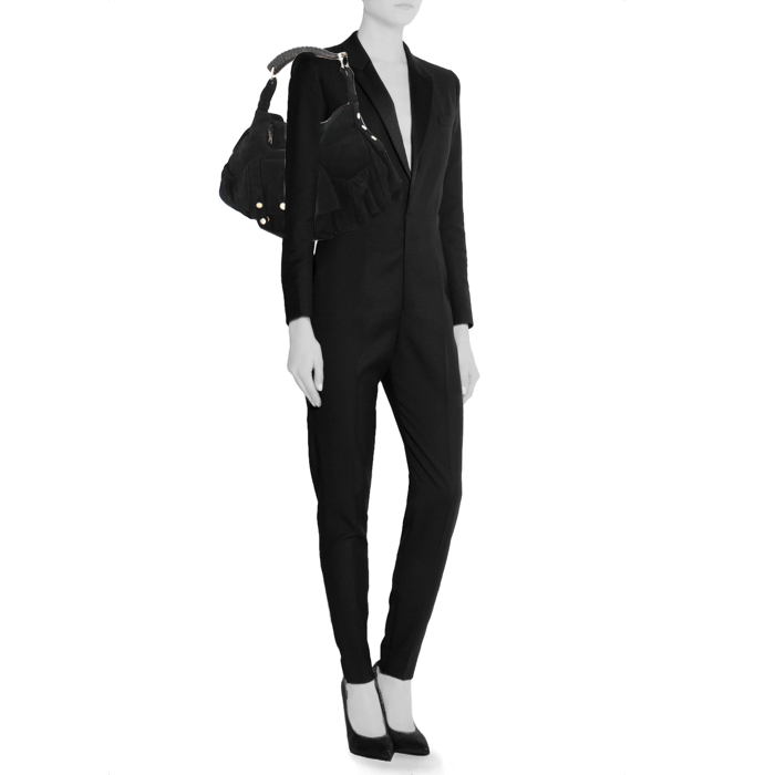 Bolso de mano Saint Laurent en ante negro - Detail D1