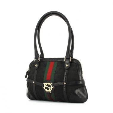 Sac à main Gucci en toile monogram et cuir noir