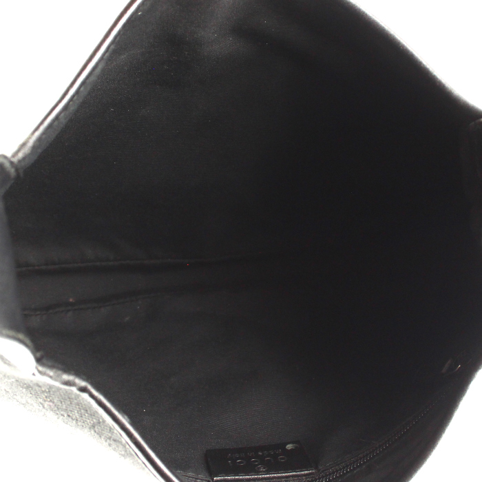 Bolso de mano Gucci Jackie en lona denim y cuero negro - Detail D2