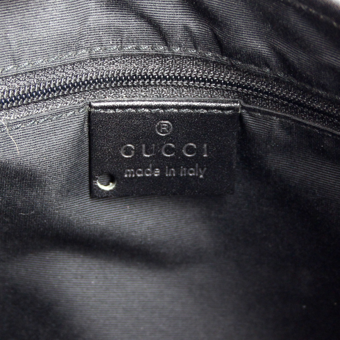 Sac à main Gucci Jackie en toile denim et cuir noir - Detail D3