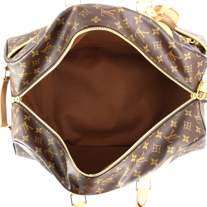 Bolsa de viaje Louis Vuitton en lona Monogram y cuero natural - Detail D3