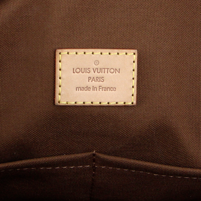 Bolsa de viaje Louis Vuitton en lona Monogram y cuero natural - Detail D4