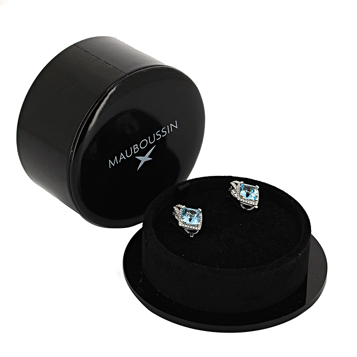 Mauboussin Fou de Toi earrings in white gold and diamonds and in topaz - Detail D2
