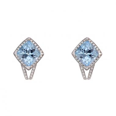 Orecchini Mauboussin Fou de Toi in oro bianco e diamanti e topazio blu