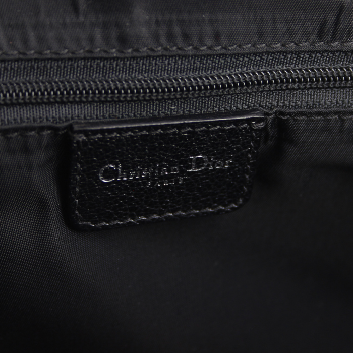 Sac cabas Dior en toile monogram et cuir noir - Detail D3