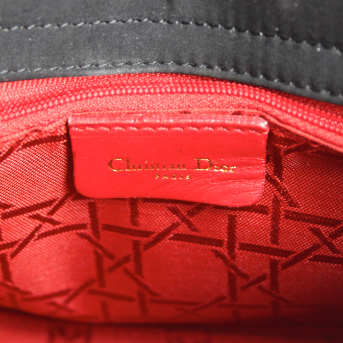 Dior Lady Dior small model handbag in black canvas cannage - Detail D3