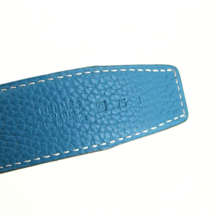 Cinturón Hermes en cuero togo azul - Detail D1