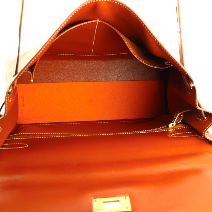 Sac à main Hermes Kelly 32 cm en cuir box rouge-brique - Detail D3