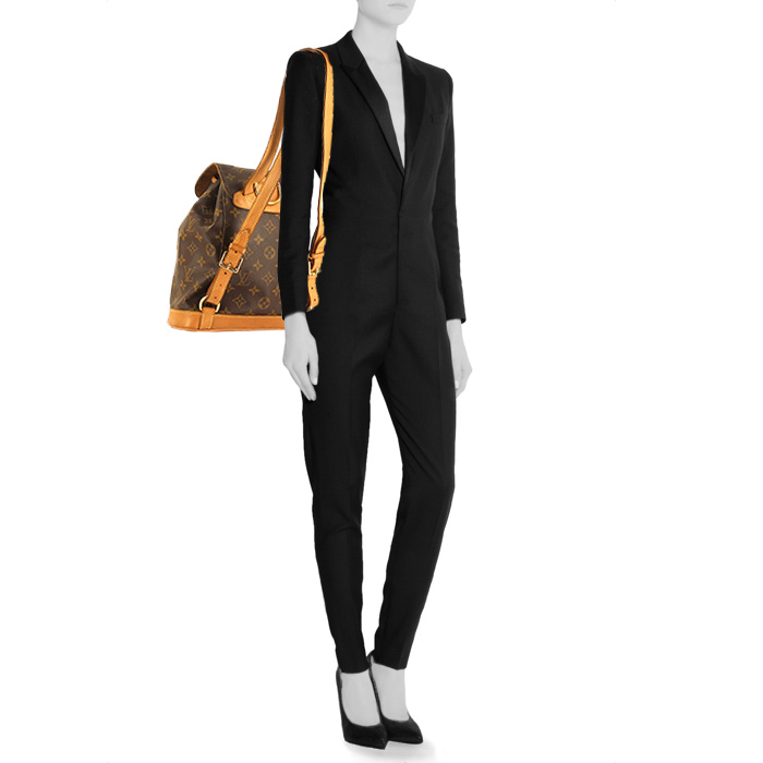 Mochila Louis Vuitton Montsouris en lona Monogram y cuero natural - Detail D1