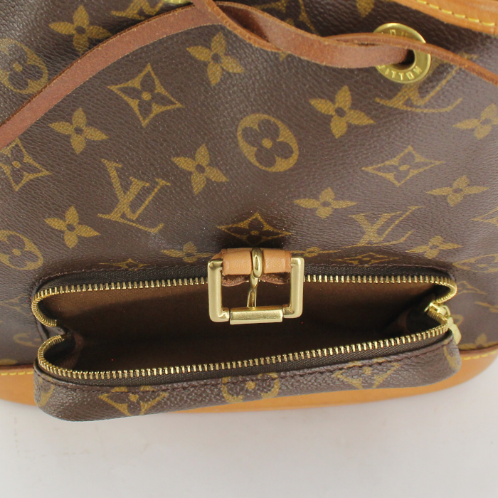 Mochila Louis Vuitton Montsouris en lona Monogram y cuero natural - Detail D4