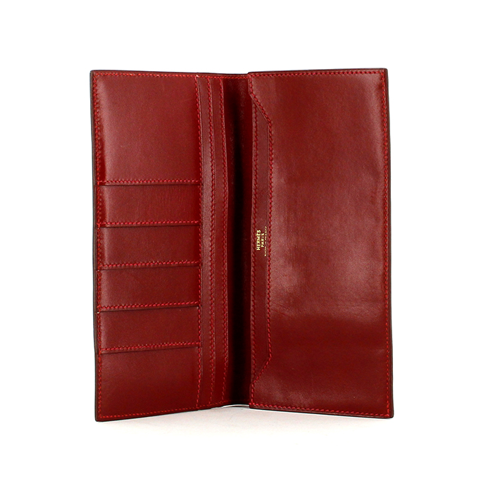 Hermes wallet in burgundy leather - Detail D1