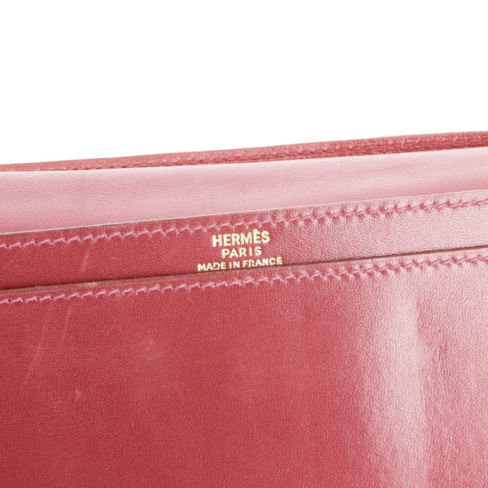 Portefeuille Hermes en cuir bordeaux - Detail D2