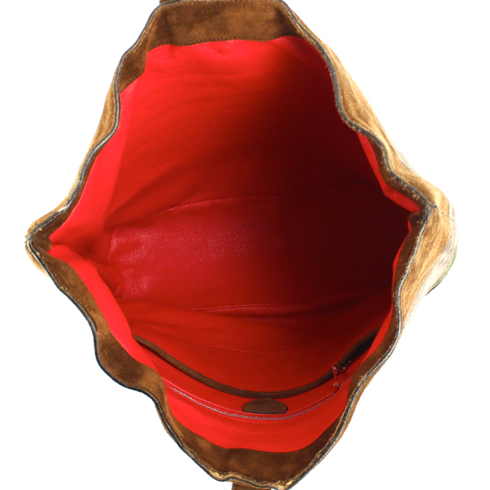 Celine handbag in brown, grey, green and black suede - Detail D2