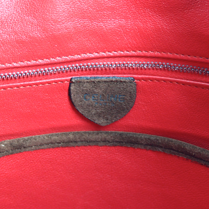 Sac à main Celine en suédine marron , grise verte et noire - Detail D3