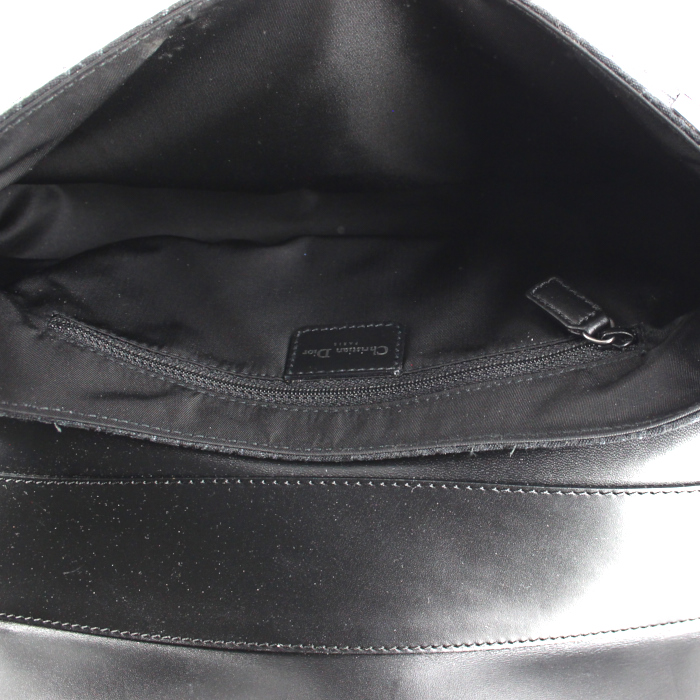 Borsa in tela monogram nera e pelle nera - Detail D2