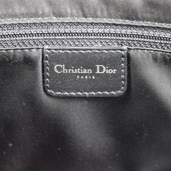 Dior handbag in black monogram canvas and black leather - Detail D3