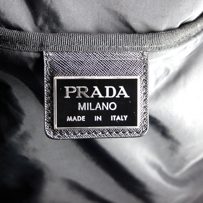 Prada travel bag in canvas and black leather - Detail D3