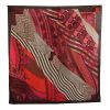 Hermes scarf in red, burgundy and beige pashmina - 00pp thumbnail