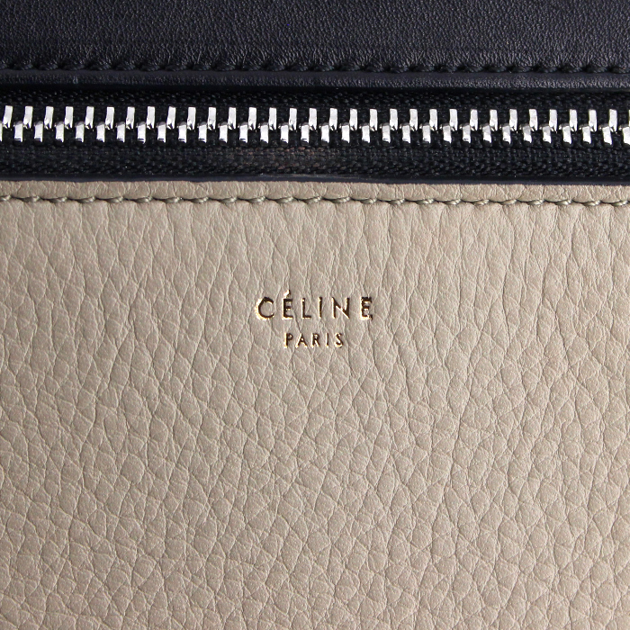 Celine  Edge handbag  in beige and black leather - Detail D3