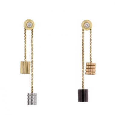 Orecchini pendenti Boucheron Quatre in oro giallo,  oro rosa e oro bianco e diamante