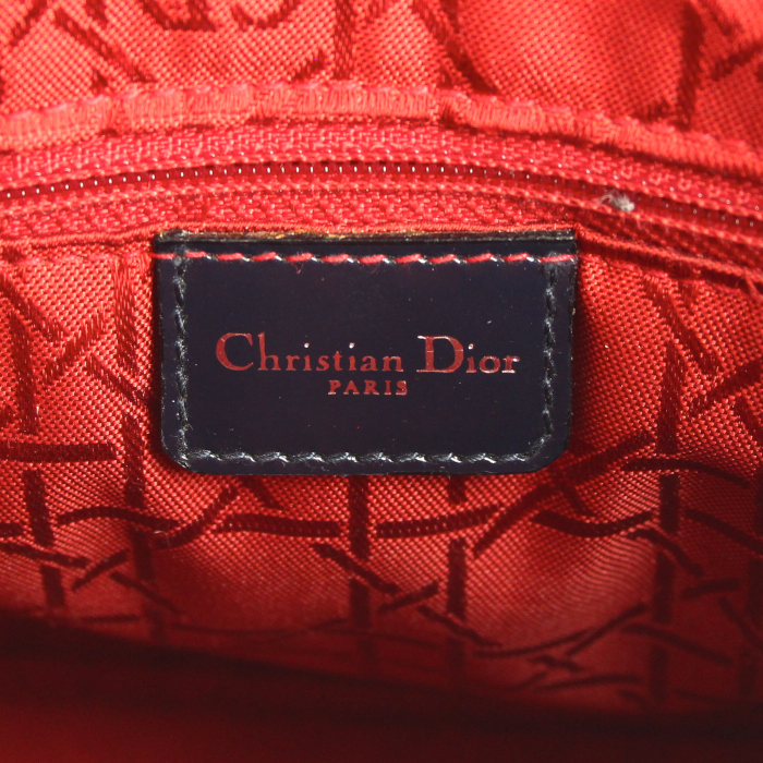 Sac à main Dior en toile denim bleue et cuir bleu - Detail D3