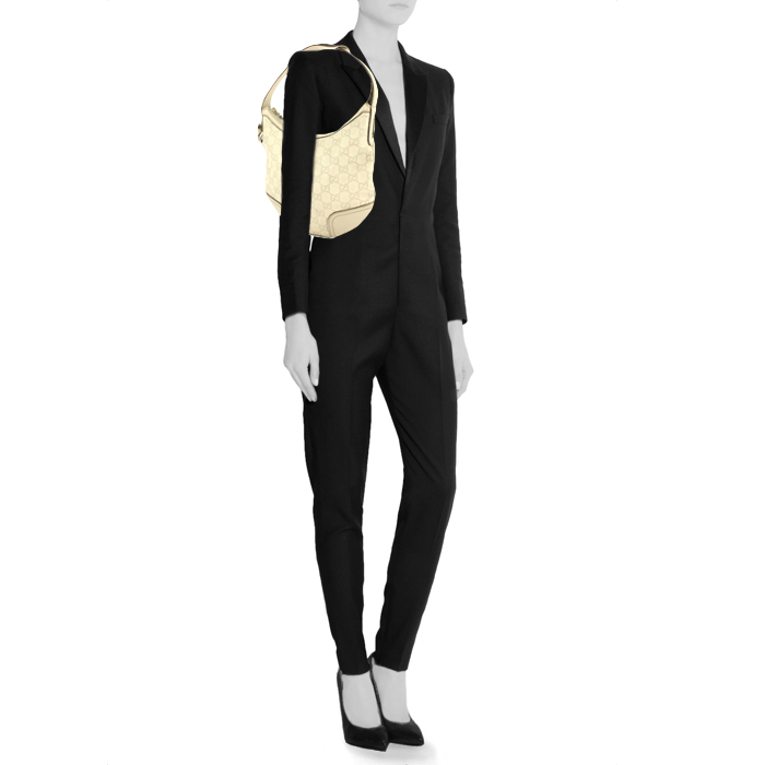 Gucci handbag in beige monogram leather - Detail D1