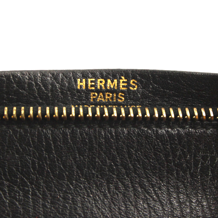 Borsa da weekend Hermès Simplon in pelle Fjord nera - Detail D3