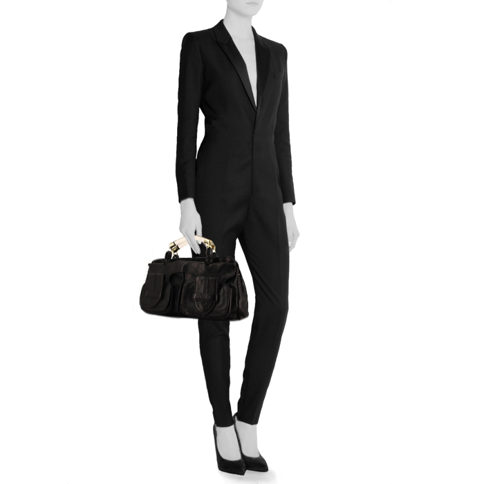 Chloé handbag in black glittering leather - Detail D2