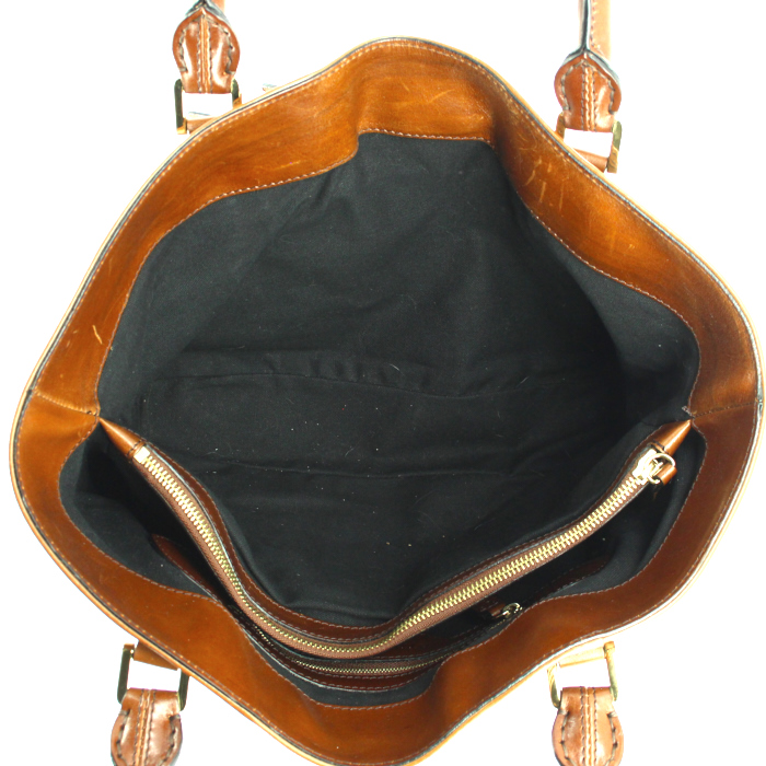 Bolso de mano Burberry en lona Haymarket beige y cuero marrón - Detail D2