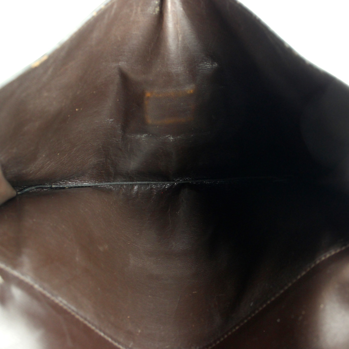 Pochette Hermes en cuir box marron - Detail D2