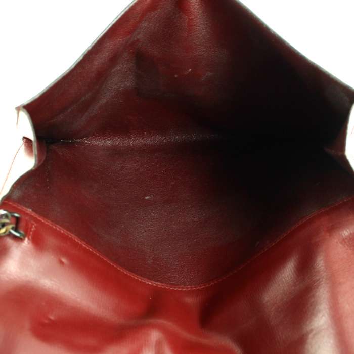 Pochette Hermes en cuir box bordeaux - Detail D2