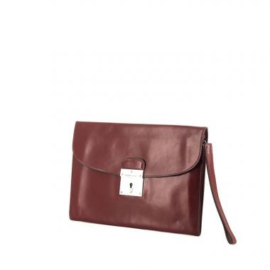 Pochette Hermes in pelle box bordeaux