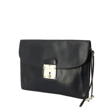 Hermes pouch in dark blue box leather