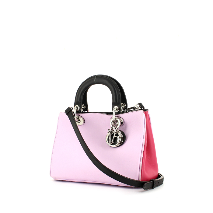 Bolso de mano Dior Diorissimo en cuero tricolor rosa pálido rosa fucsia y negro
