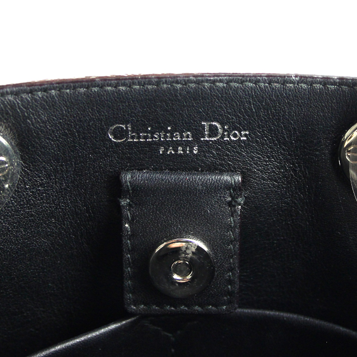 Dior Diorissimo handbag in varnished pink, fushia pink and black tricolor leather - Detail D4