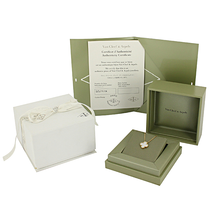 Collana Van Cleef & Arpels Alhambra Vintage in oro giallo e madreperla bianca - Detail D2