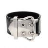 Hermes Boucle Sellier cuff bracelet in silver and leather - 00pp thumbnail