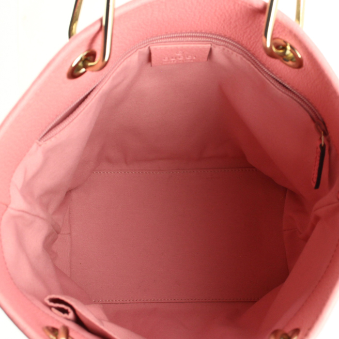 Sac cabas Gucci en toile monogram beige et cuir rose - Detail D2