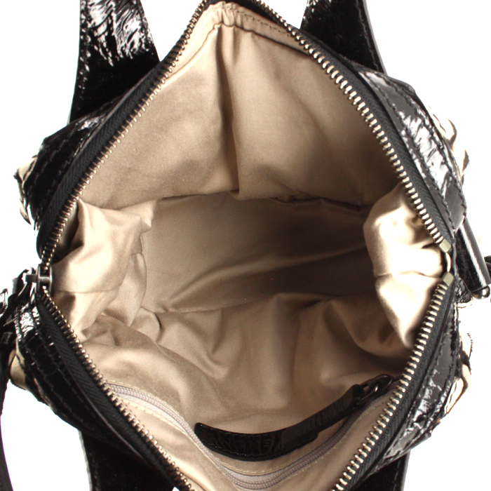 Givenchy small model handbag in black and white leather and black patent leather - Detail D3