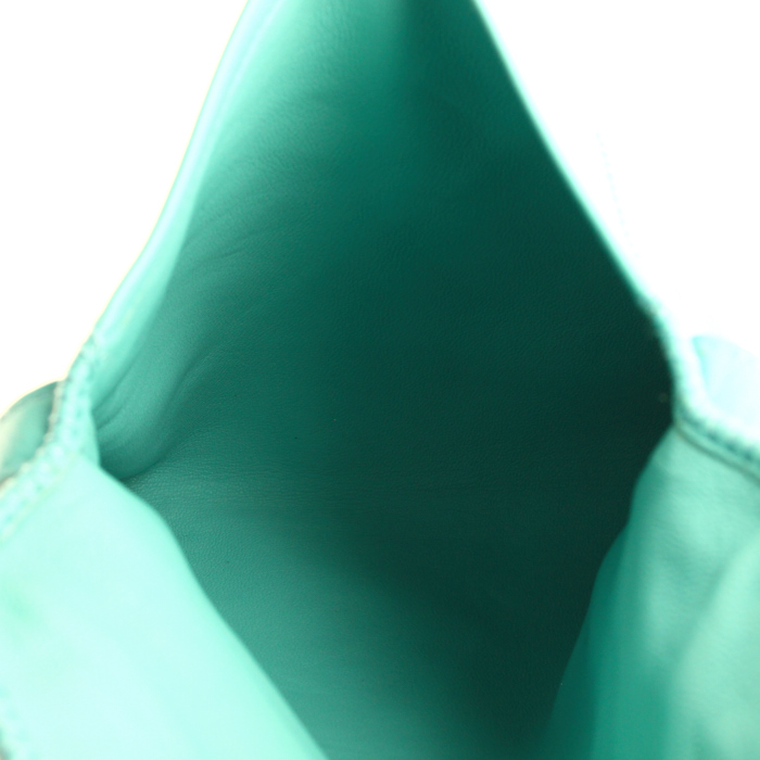 Sac besace Hermes en cuir turquoise - Detail D2