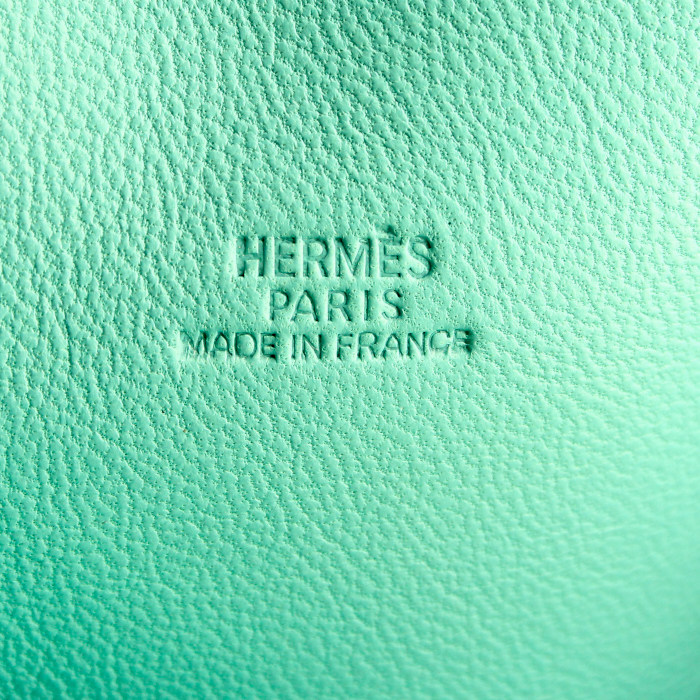 Bolso zurrón Hermes en cuero turquesa - Detail D3