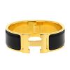 Bracelet ouvrant Hermes Clic Clac grand modèle en plaqué or et émail noir - 00pp thumbnail